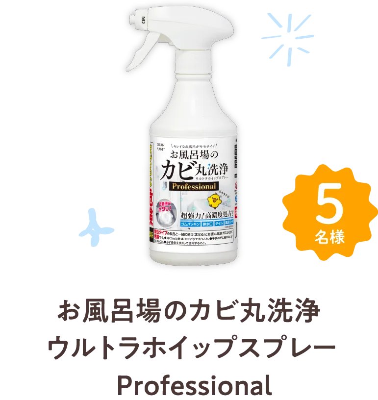 お風呂場のカビ丸洗浄ウルトラホイップスプレーProfessional 5名様