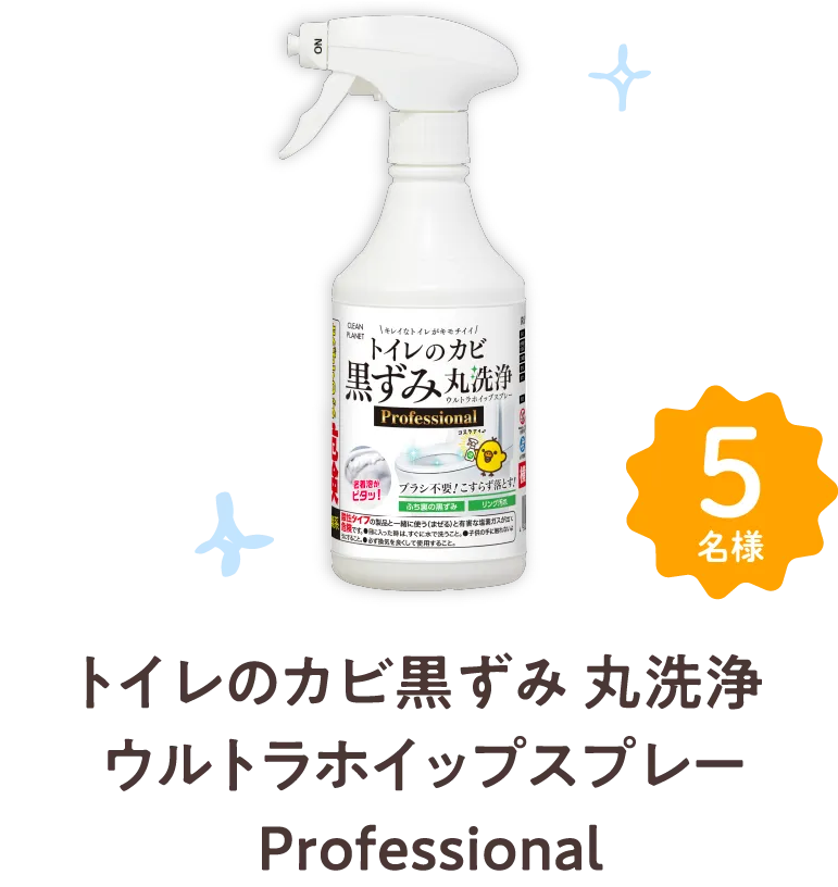 トイレのカビ黒ずみ丸洗浄ウルトラホイップスプレーProfessional 5名様